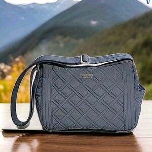 Vera Bradley On The Go Quilted Charcol Gray Crossbody Shoulder Bag.